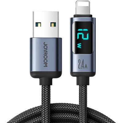 Kabel USB-A - Lightning JOYROOM z wyświetlaczem LCD 2. A 1.2m Czarny