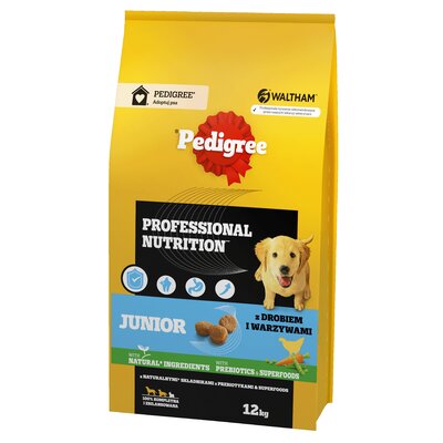 Karma dla psa PEDIGREE Junior Professional Nutrition Drób z warzywami 12 kg