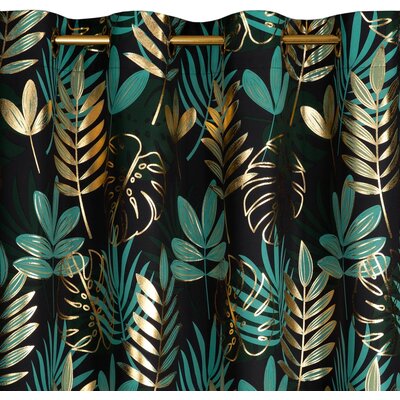 Zasłona EUROFIRANY Malta 140 x 250 cm Czarno-zielony