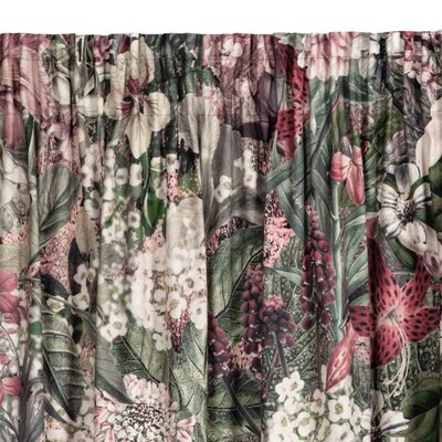 Zasłona EUROFIRANY Glory na taśmie 140 x 270 cm Zielono-różowy