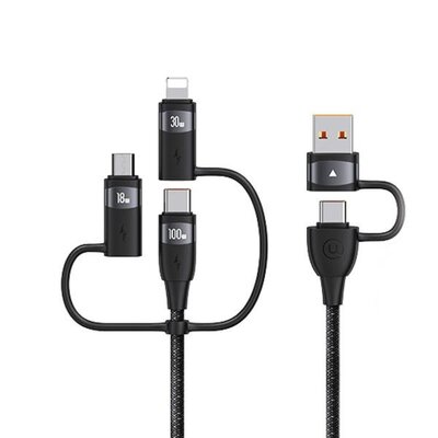 Kabel USB/USB-C - USB-C/MicroUSB/Lightning USAMS U85 100W PD Fast Charge 2 m Czarny