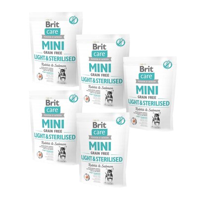 Karma dla psa BRIT Care Mini Light & Sterilised Królik z łososiem 5 x 400 g