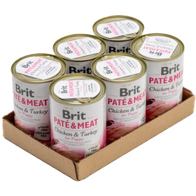 Karma dla psa BRIT Paté & Meat Puppy Kurczak z indykiem 6 x 400 g