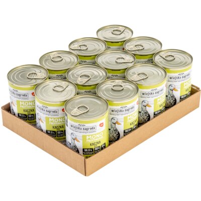 Karma dla kota WIEJSKA ZAGRODA Monobiałkowa Kaczka 12 x 400 g