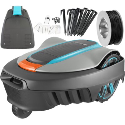 Robot koszący GARDENA Sileno City 250 15001-32 + Przewód ograniczający GARDENA 04088-60 + Łączniki zaciskowe GARDENA 4089-20 + Szpilki zabezpieczające GARDENA 4090