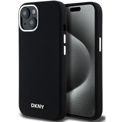 Etui DKNY Liquid Silicone Small Metal Logo MagSafe do Apple iPhone 13/14/15 Czarny