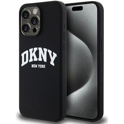 Etui DKNY Liquid Silicone White Printed Logo MagSafe do Apple iPhone 15 Pro Max Czarny