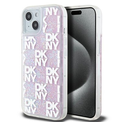 Etui DKNY Liquid Glitter Multilogo do Apple iPhone 13/14/15 Różowy