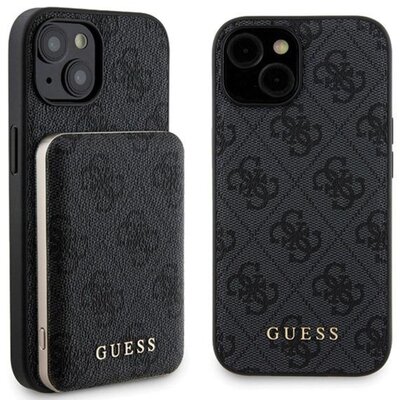 Etui GUESS 4G Metal Logo do Apple iPhone 15 + Powerbank 5000mAh MagSafe Czarny
