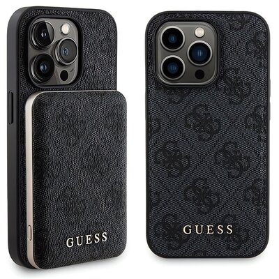 Etui GUESS 4G Metal Logo do Apple iPhone 14 Pro Max Czarny + Powerbank 5000mah 15W