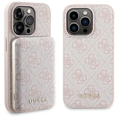 Etui GUESS 4G Metal Logo do Apple iPhone 14 Pro Różowy + Powerbank 5000mah 15W