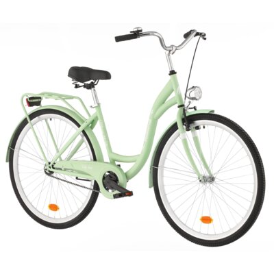 Rower miejski INDIANA Moena S1B 28 cali damski Miętowy 2025 + Koszyk na rower VÖGEL VKS-105 Stalowy