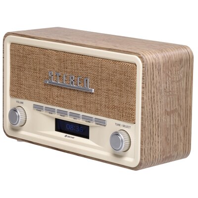 Radio DENVER DAB-18 Brązowo-Białe, Cyfrowe, Tuner FM/DAB, Wyświetlacz LCD, Zegarek, Budzik, Zasilanie Bateryjno-Sieciowe