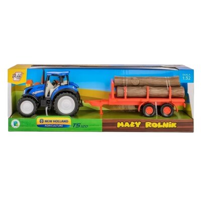 Traktor DAFFI Mały rolnik New Holland T5 z przyczepą do przewozu drewna T-522