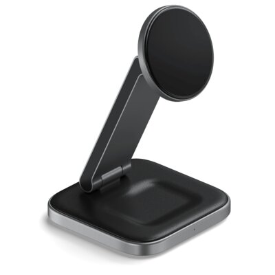 Ładowarka indukcyjna SATECHI 2w1 Foldable Charging Stand 15W Szary Qi2 MagSafe