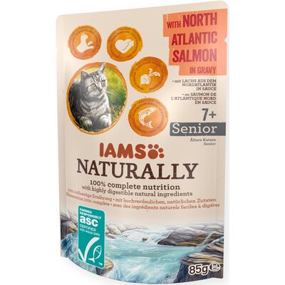 Karma dla kota IAMS Naturally Senior Łosoś w sosie 85 g