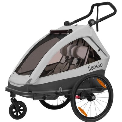 Przyczepka rowerowa LIONELO Cama 64kg Pasy Szary