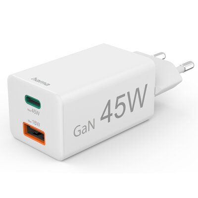 Ładowarka sieciowa HAMA Mini 201993 GaN PD/Qualcomm® 45W Biały