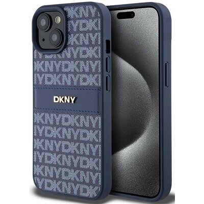 Etui DKNY Leather Mono Stripe & Metal Logo do iPhone 13/14/15 Niebieski