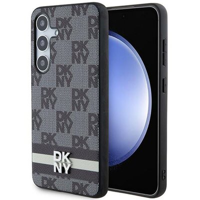 Etui DKNY Leather Checkered Mono Pattern & Printed Stripes do Samsung Galaxy S24 Czarny
