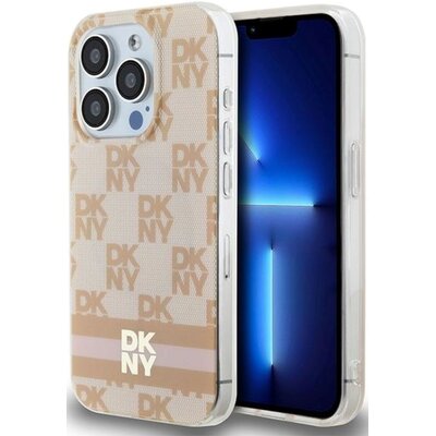 Etui DKNY IML Checkered Mono Pattern & Printed Stripes MagSafe do Apple iPhone 15 Pro Różowy