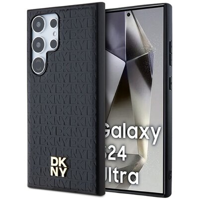 Etui DKNY Leather Pattern Metal Logo MagSafe do Samsung Galaxy S24 Ultra Czarny
