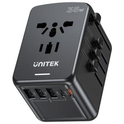 Adapter podróżny UNITEK P1121ABK01 35W (EU/US/UK/AUS) Czarny