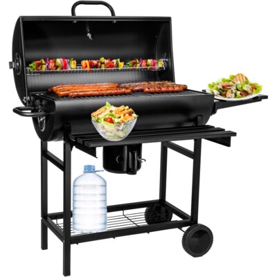 Grill ogrodowy węglowy GOCKOWIAK Barel Zamykany, dwa ruszty, popielnik, termometr, kółka