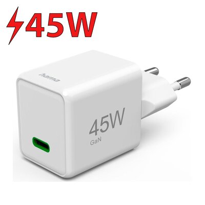 Ładowarka sieciowa HAMA Supermini GaN PD/QC 45W Biały