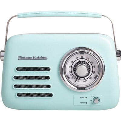 Radio VINTAGE CUISINE Analogowe Przenośne Chrom Miętowy