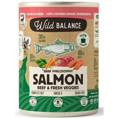Karma dla psa WILD BALANCE Łosoś z wołowiną, marchewką i szpinakiem 400 g