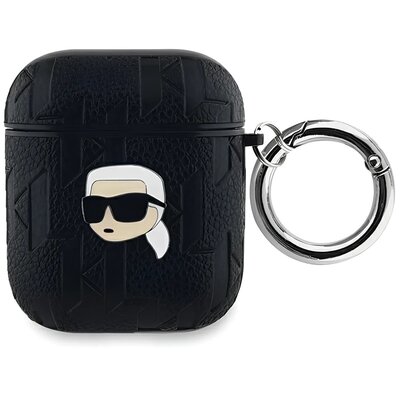 Etui na słuchawki KARL LAGERFELD Monogram Karl Head do Apple AirPods 1/2 Czarny