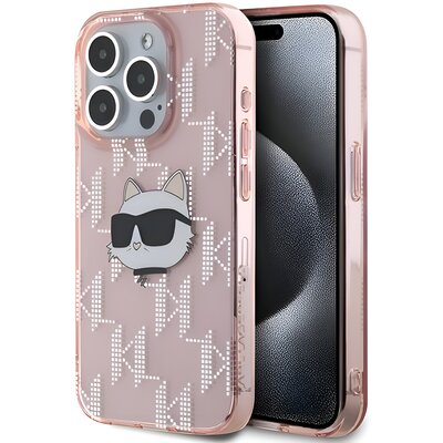Etui KARL LAGERFELD IML Choupette Head & Monogram do Apple iPhone 15 Pro Max Różowy
