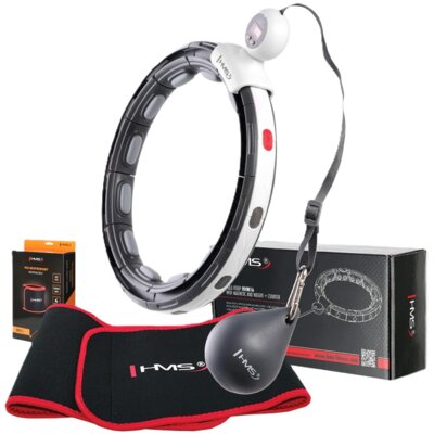 Hula hop HMS HHM15 Czarno-biały + pas wyszczuplający BR163 Czerwony