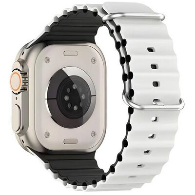 Pasek BELINE Silicone Waves do Apple Watch (42/44/45/49mm) Biało-czarny