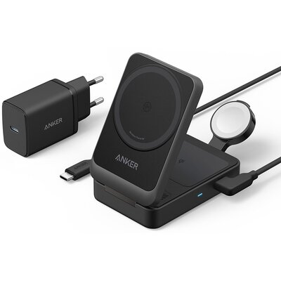 Ładowarka indukcyjna ANKER MagGo 15W 3w1 B2557311 Czarny Qi2 MagSafe