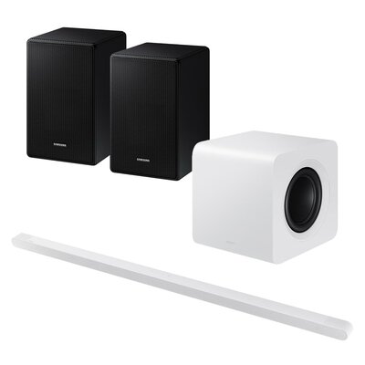 Soundbar SAMSUNG HW-S801D EN Biały + Kolumny głośnikowe SAMSUNG SWA-9500S Czarny (2 szt.)