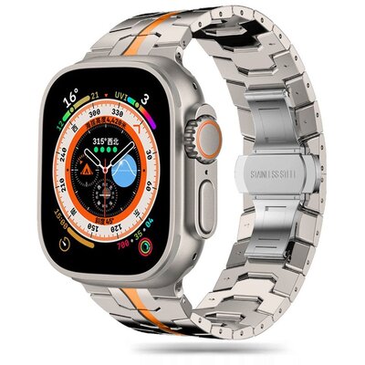 Pasek TECH-PROTECT Stainless Line do Apple Watch 6/7/8/9/10/SE/Ultra 1/2 (44/45/46/49mm) Tytanowo-pomarańczowy