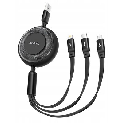 Kabel USB - USB-C/Lightning/Micro-USB MCDODO 3w1 1.2m Czarny