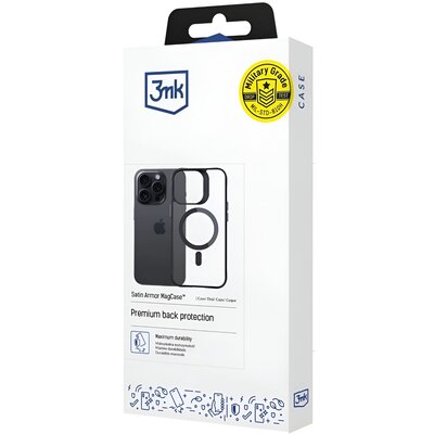 Etui 3MK Satin Armor MagCase do Apple iPhone 16 Pro Max Przezroczysto-czarny