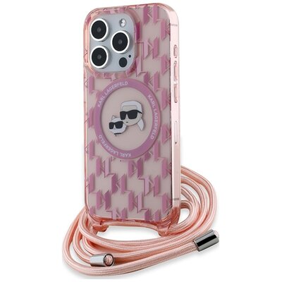Etui KARL LAGERFELD IML Crossbody Monogram Karl & Choupette Head MagSafe do Apple iPhone 15 Pro Max Różowy