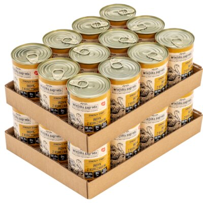 Karma dla kota WIEJSKA ZAGRODA Indyk z kurczakiem 24 x 400 g