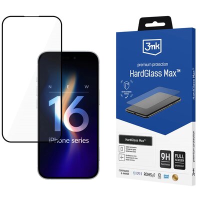 Szkło hartowane 3MK Hardglass Max Black do Apple iPhone 16 Plus