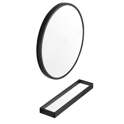 Lustro z półką MUFART 15099 średnica 80 cm Czarny