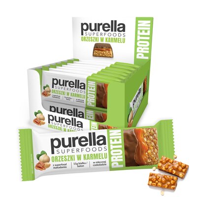 Baton proteinowy PURELLA Superfoods Orzeszki w karmelu (15 x 45 g)