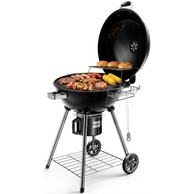 Grill ogrodowy węglowy KOLER Ember C2 Zamykany, na kółkach, okrągły, żeliwny ruszt, termometr, popielnik