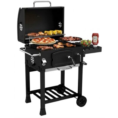 Grill ogrodowy węglowy KOLER Ember CH1 Zamykany, żeliwny ruszt, półki boczne, termometr, kółka