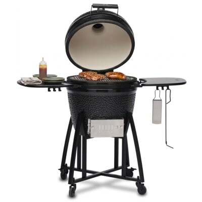 Grill ogrodowy ceramiczny węglowo-gazowy KOLER Kamado EG22-GAS Zamykany, okrągły, żeliwny ruszt, kółka, termometr