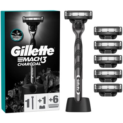 Golarka GILLETTE Mach3 Charcoal + 6 ostrzy + Stojak