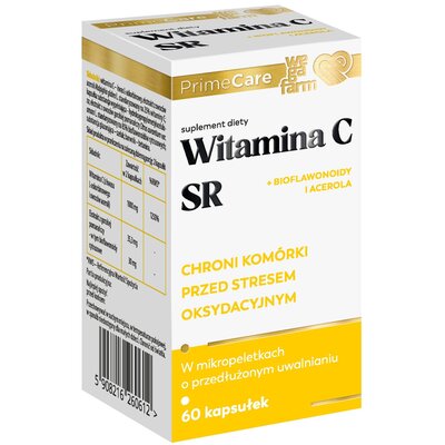 Witaminy i minerały WEGAFARM Witamina C SR + bioflawonoidy i acerola (60 kapsułek)
